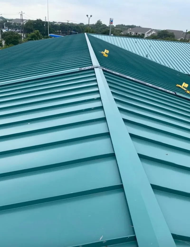 Green commercial metal roof ridge and valley for Metal Roof Repair in Coal